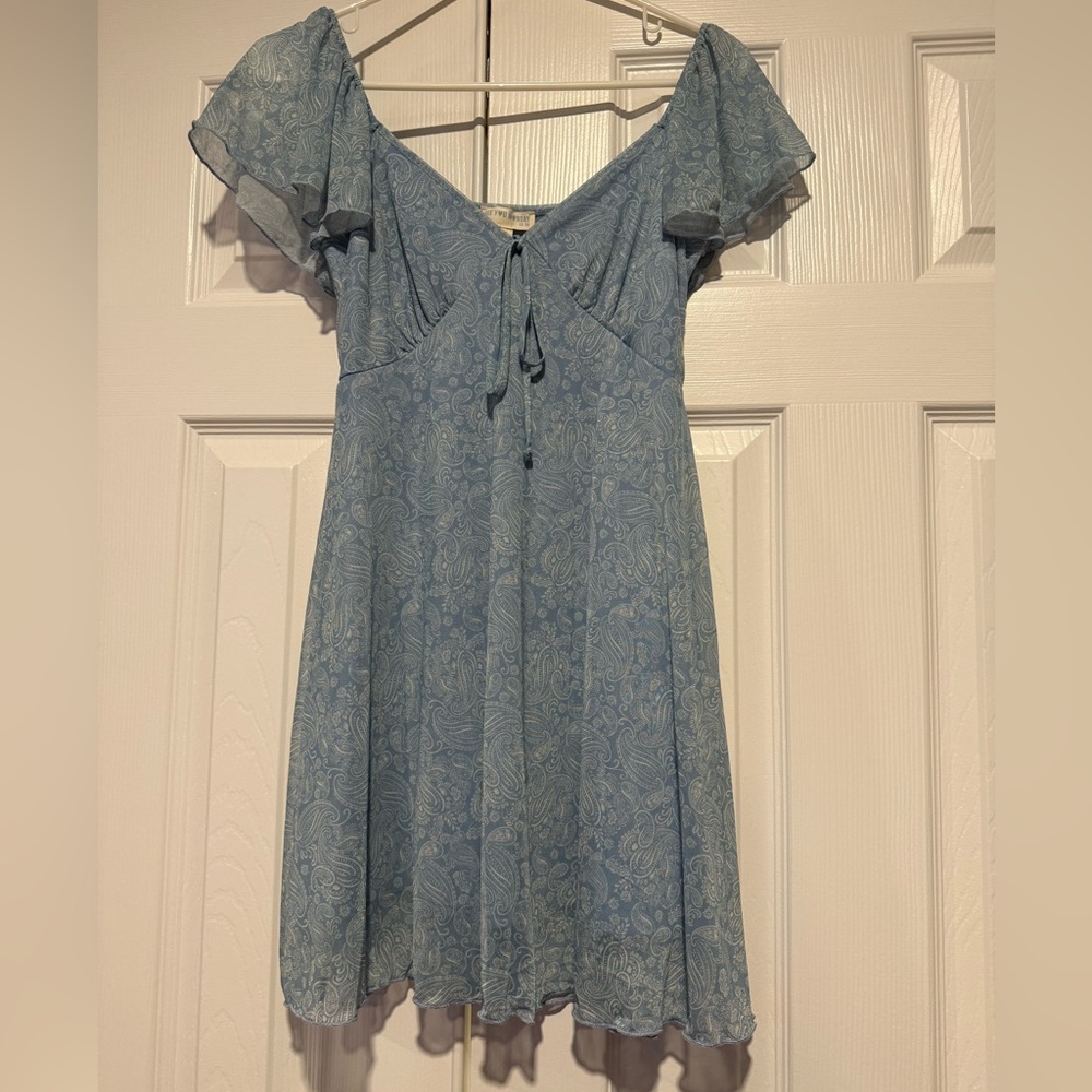 See You Monday Light Blue Paisley Top